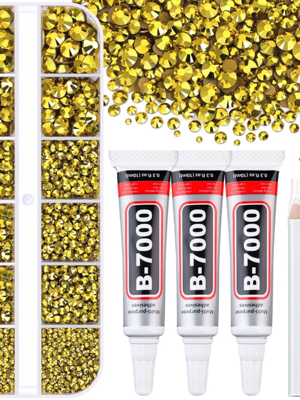 Resin Rhinestones for Crafting with B7000 Jewelry Glue, 1 Box Bright Gold Flatba